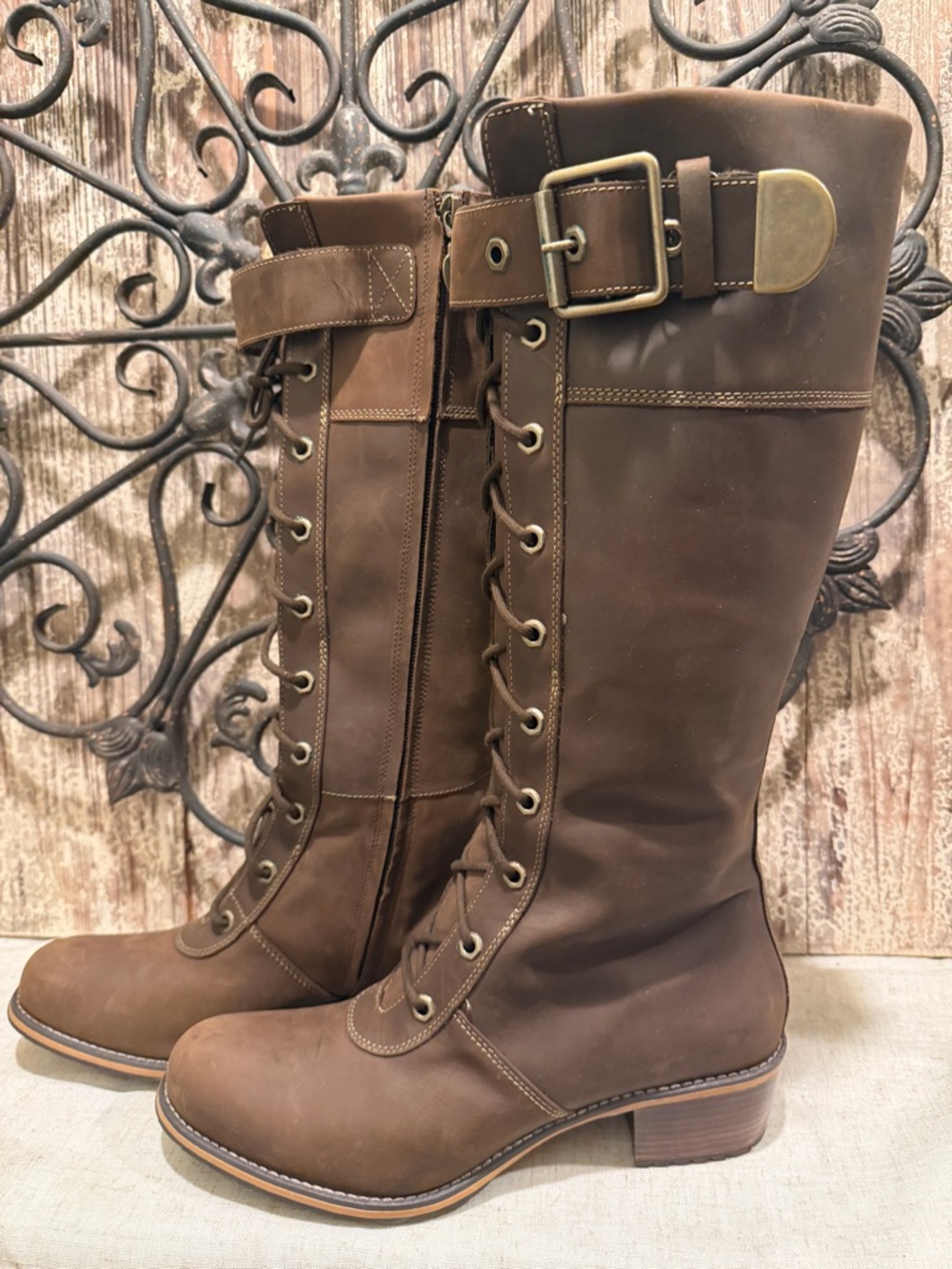 Red Wing Shoes Loretto tall  leather Lace-Up Knee-High Riding Buckle 11 new